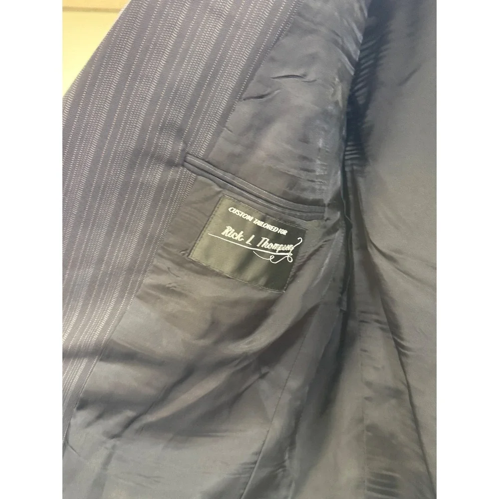 Jerome Fabrics Custom Tailored Pinstripe Blazer Grey Woven in England 3-Button